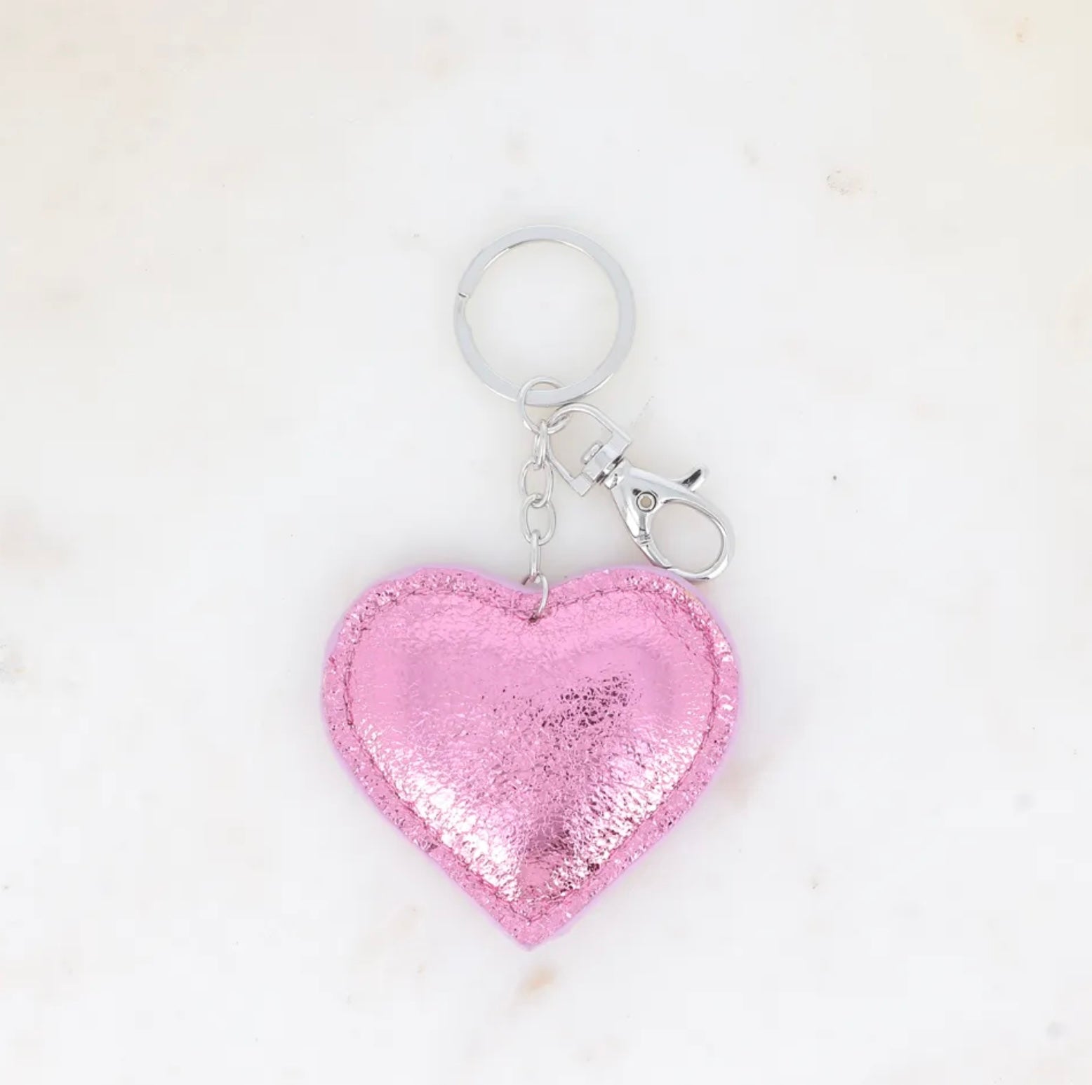 Porte clés cœur rose